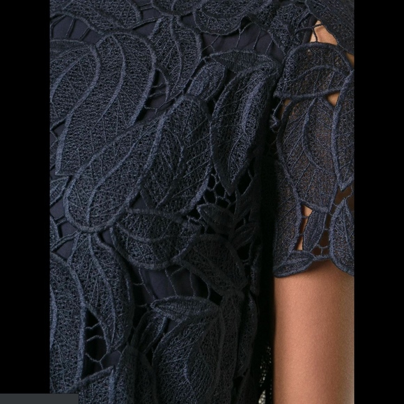 NWT $495 Tory Burch Lace Bodice Jumpsuit Navy‎ Blue [SZ 12 ] - Picture 5 of 12